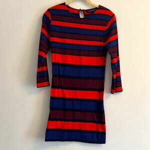 French Connection Striped Sheath Dress - Red/Blue/Maroon - Size 4
